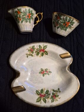 Vintage Sterling China Japan Christmas Lusterware 3-Piece Set